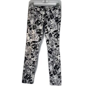 Abbey Dawn by Avril Lavigne Black White Newsprint Goth Punk Skinny Pants JRS 3